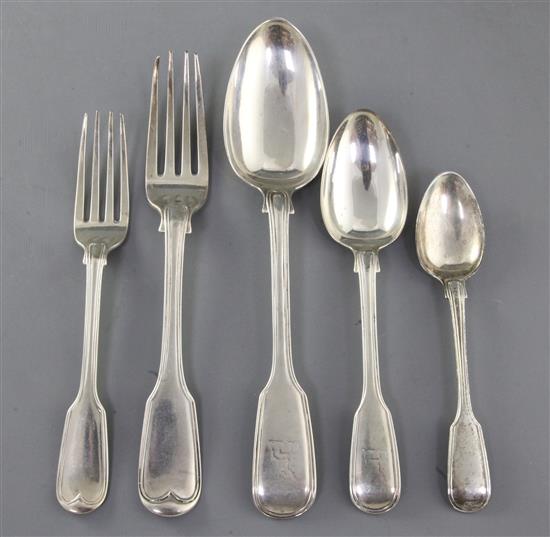 A part service of Victorian silver fiddle and thread pattern flatware by Elizabeth Eaton, 60.5 oz.